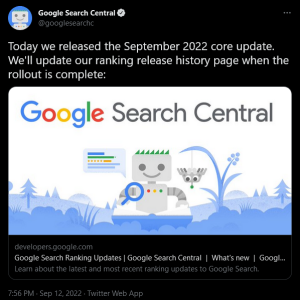 google eleased the September 2022 core update