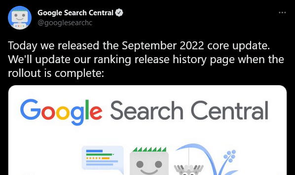 google eleased the September 2022 core update