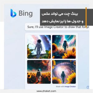 بینگ چت همراه با پاسخ‌های متنی می تواند عکس و جدول را نیز نمایش دهد