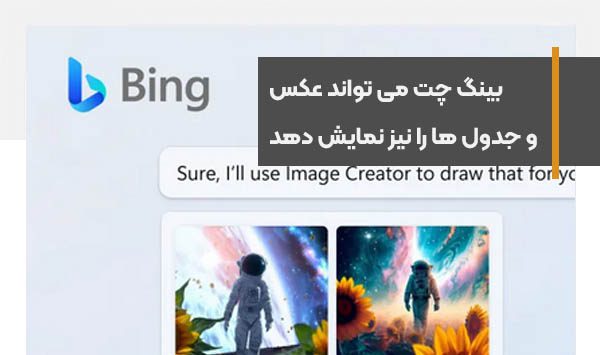 بینگ چت همراه با پاسخ‌های متنی می تواند عکس و جدول را نیز نمایش دهد