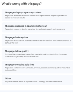 Report spammy, deceptive or low-quality webpage