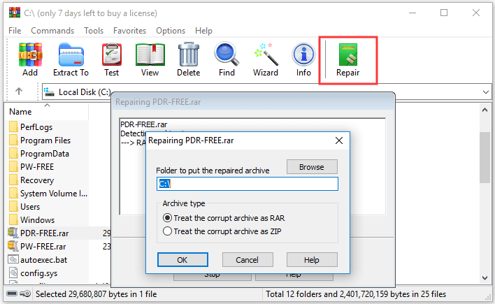 فایل RAR/ZIP خراب را با WinRAR تعمیر کنید