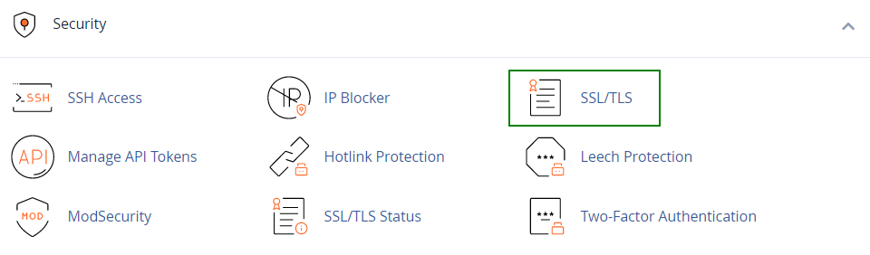 قسمت SSL/TLS Manager در سی پنل