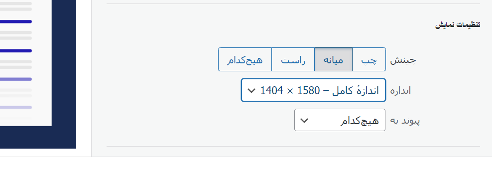 تنظیمات اندازه برای تصاویر 