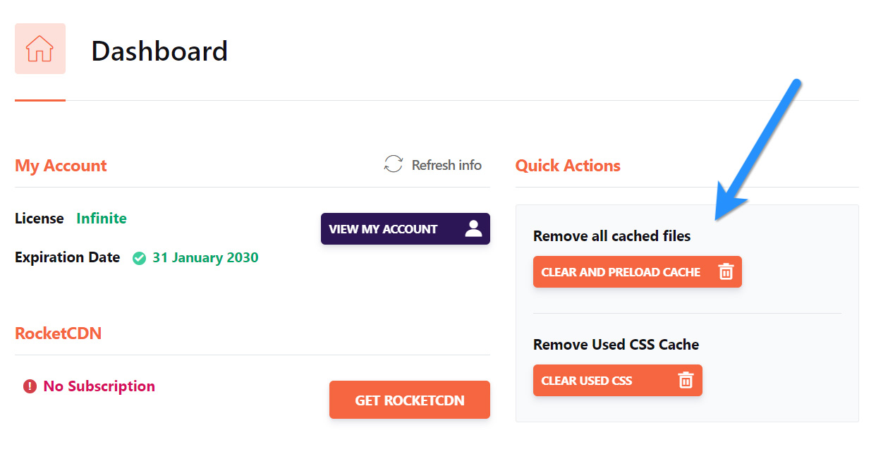 پاک کردن کش از wp rocket