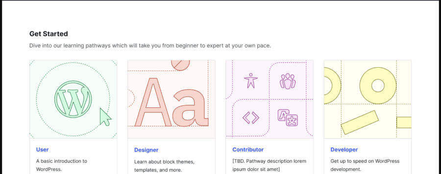 The WordPress online training system was redesigned with a new user experience