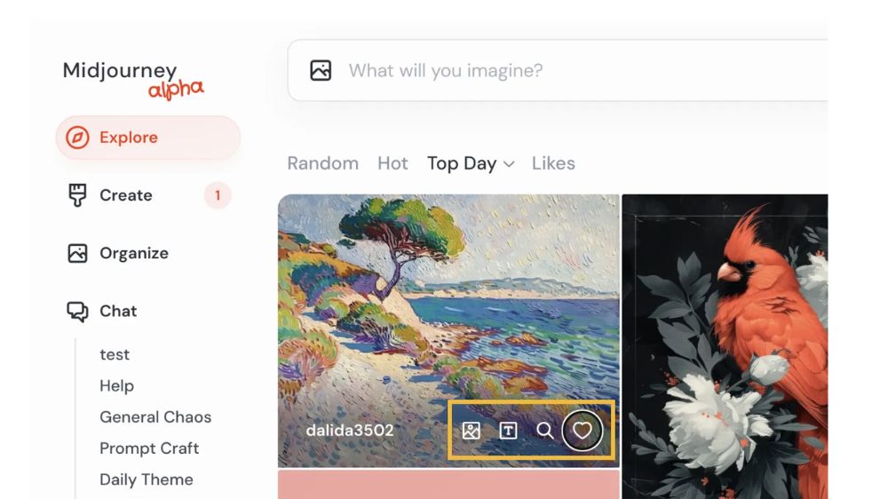 بخشی از برنامه Midjourney