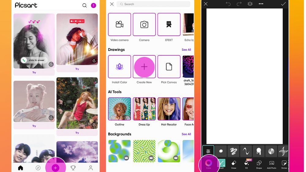 بخشی از برنامه Picsart