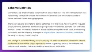 Elementor Schemes removal