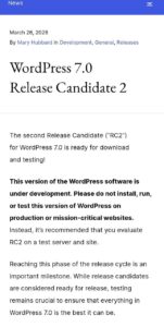 WORDPRESS 7 RC2
